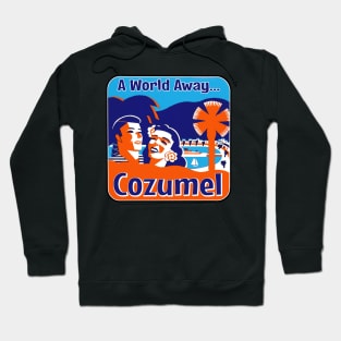 Cozumel Mexico Vintage Travel Ocean A World Away Luggage Hoodie